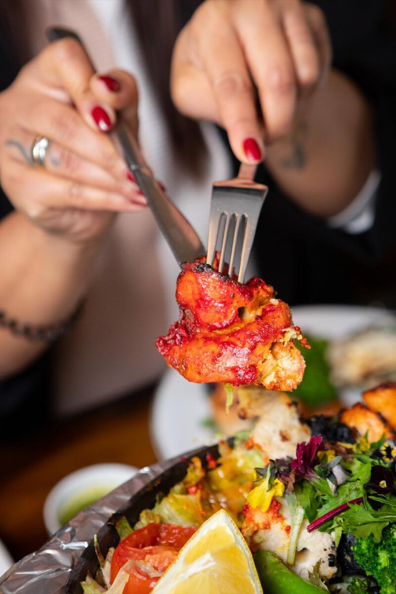 Hähnchengericht im Restaurant der Pension in Kleinmachnow